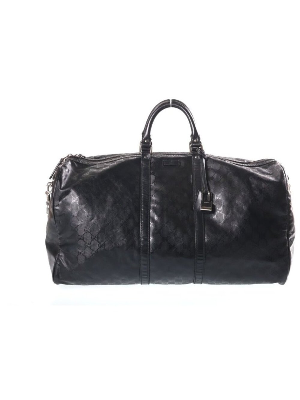 Gucci Guccissima 2-Way Boston Bag Black Leather Silver